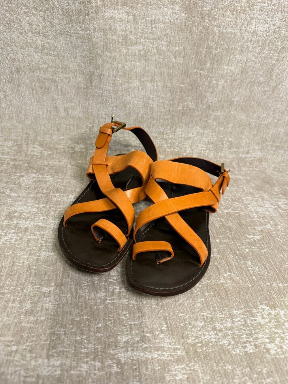 Pour La Victoire Women's Genuine Leather Open Toe Strappy Sandals Tan Size 9